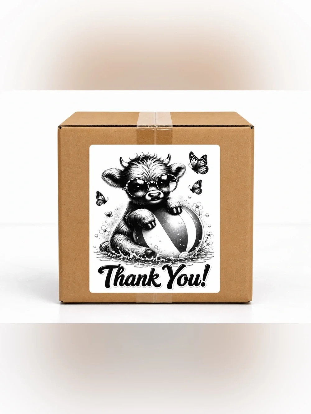 Highland Cow Thank You Stickers-100ct